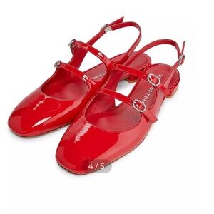 Stuart Weitzman Patent Leather cherry slingback